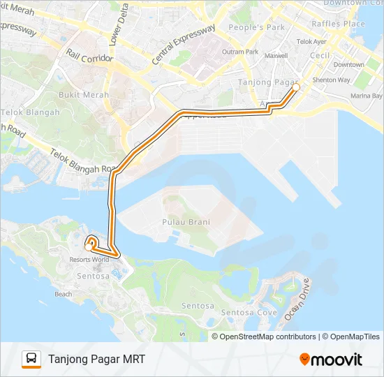 公交TANJONG PAGAR MRT SHUTTLE路的线路图