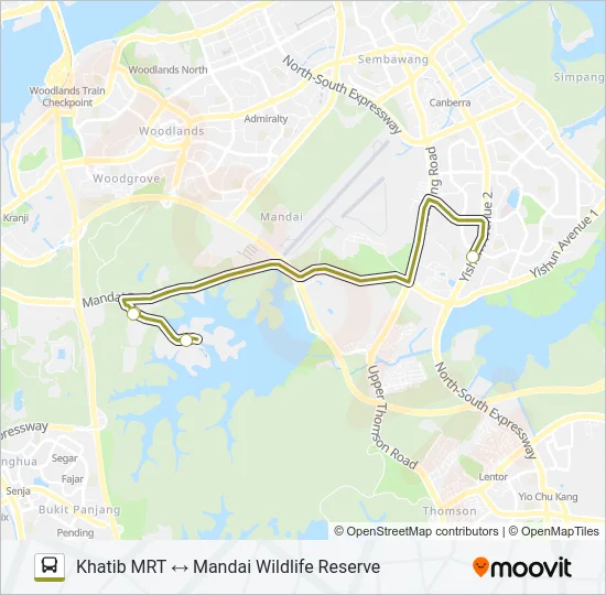 公交MANDAI KHATIB SHUTTLE路的线路图
