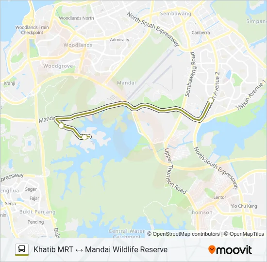 公交MANDAI KHATIB SHUTTLE路的线路图