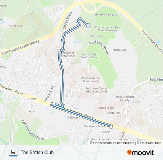公交BRITISH CLUB SHUTTLE (MEMBERS AND GUESTS ONLY)路的线路图