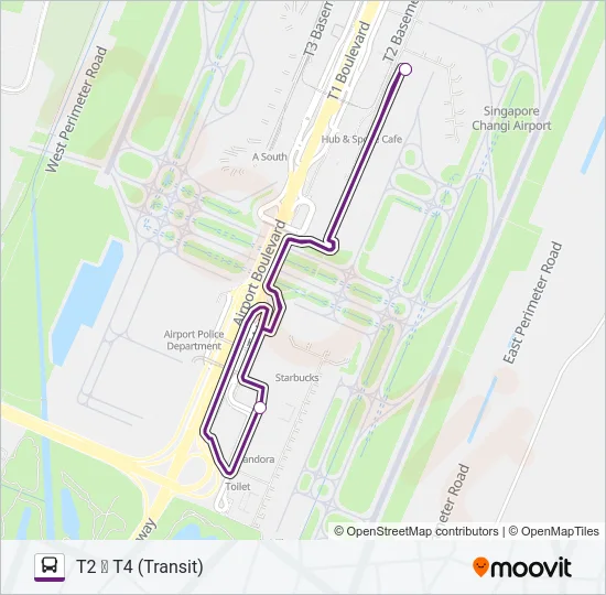 公交T4 SHUTTLE路的线路图