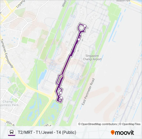 公交T4 SHUTTLE路的线路图