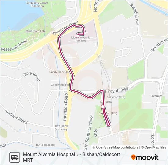 公交MT ALVERNIA HOSP SHUTTLE路的线路图