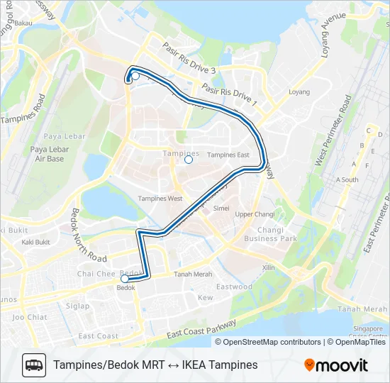 公交IKEA TAMPINES SHUTTLE路的线路图