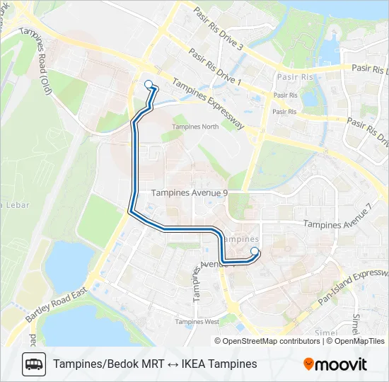 公交IKEA TAMPINES SHUTTLE路的线路图