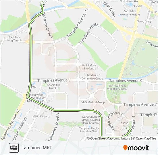 公交GIANT TAMPINES SHUTTLE路的线路图