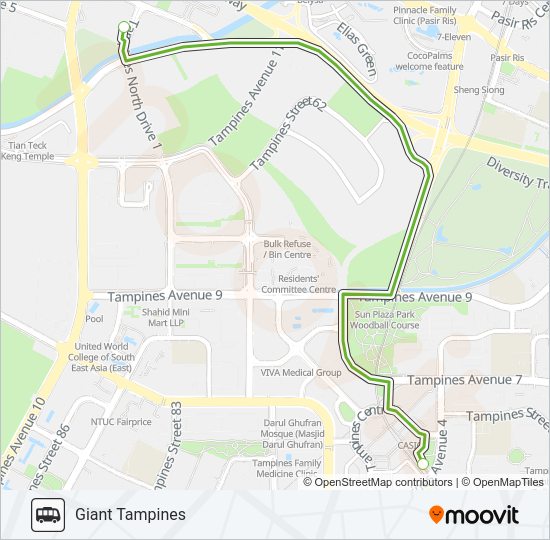 GIANT TAMPINES SHUTTLE Bus Line Map