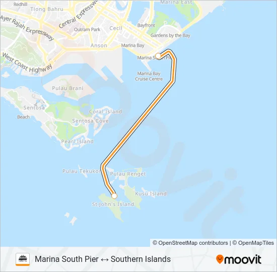 轮渡SINGAPORE ISLAND CRUISE路的线路图