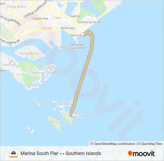 轮渡SINGAPORE ISLAND CRUISE路的线路图