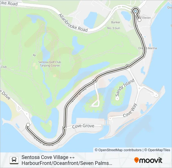 公交SENTOSA COVE SHUTTLE路的线路图