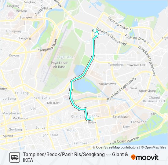 公交TAMPINES RETAIL PARK SHUTTLE BUS路的线路图
