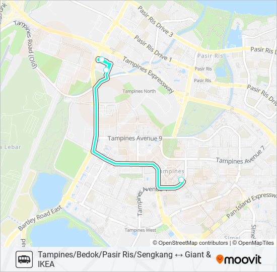 TAMPINES RETAIL PARK SHUTTLE BUS bus Line Map