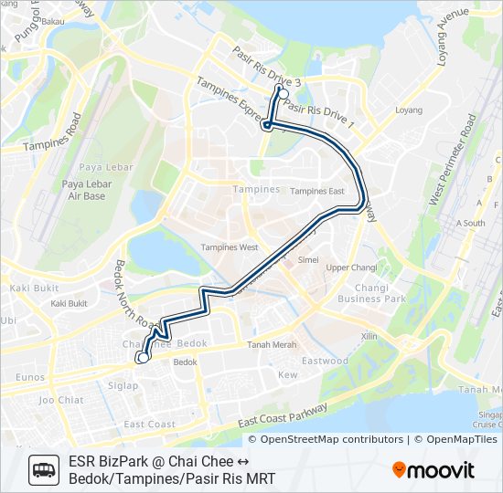 公交ESR BIZPARK @ CHAI CHEE SHUTTLE路的线路图