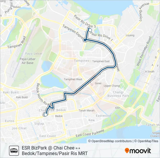 公交ESR BIZPARK @ CHAI CHEE SHUTTLE路的线路图