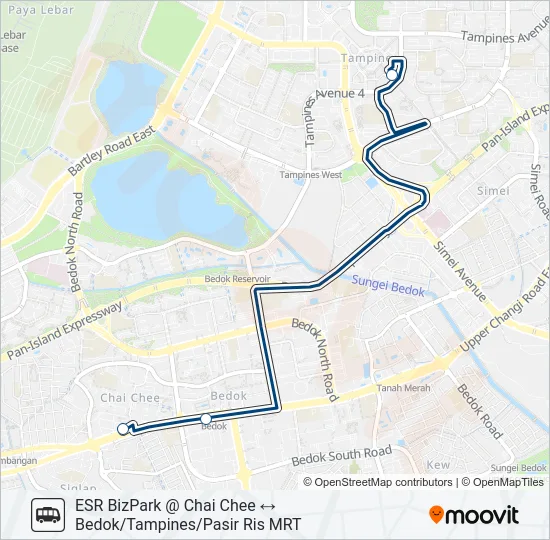 公交ESR BIZPARK @ CHAI CHEE SHUTTLE路的线路图