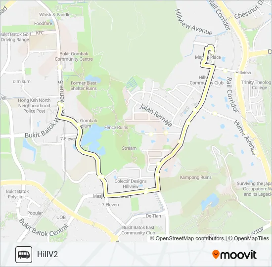 公交HILLV2 SHUTTLE路的线路图