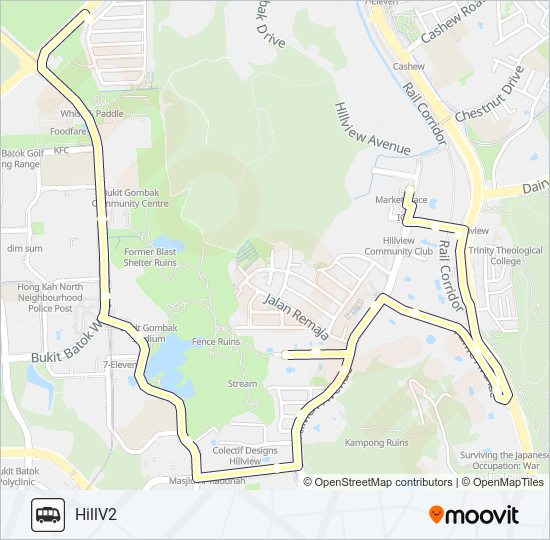 公交HILLV2 SHUTTLE路的线路图
