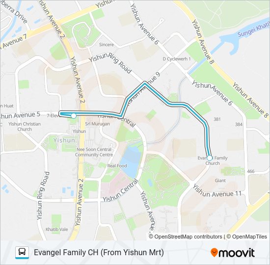 EVANGEL FAMILY CH SHUTTLE Bus Line Map