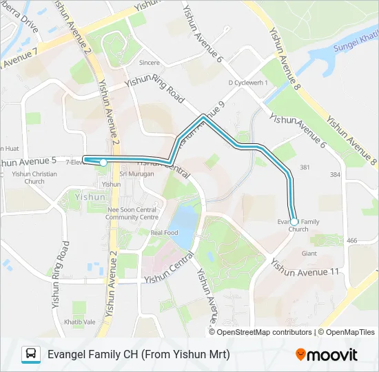 公交EVANGEL FAMILY CH SHUTTLE路的线路图