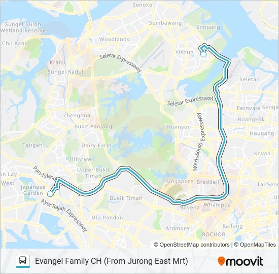 公交EVANGEL FAMILY CH SHUTTLE路的线路图