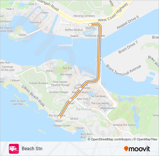 捷运和轻快铁SENTOSA EXPRESS路的线路图