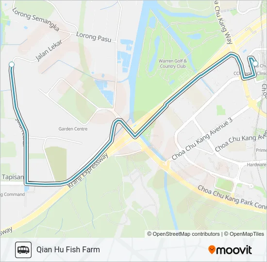 公交QIAN HU FISH FARM SHUTTLE路的线路图