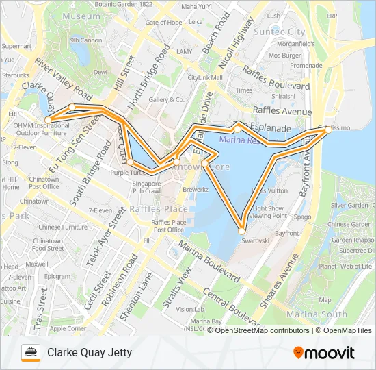 轮渡SINGAPORE RIVER EXPERIENCE路的线路图