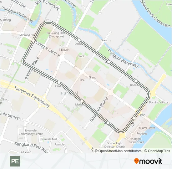 捷运和轻快铁PUNGGOL EAST LRT路的线路图