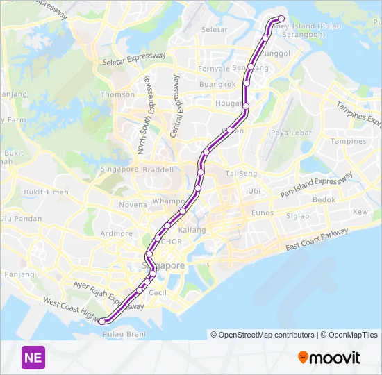 地铁NORTH EAST LINE路的线路图