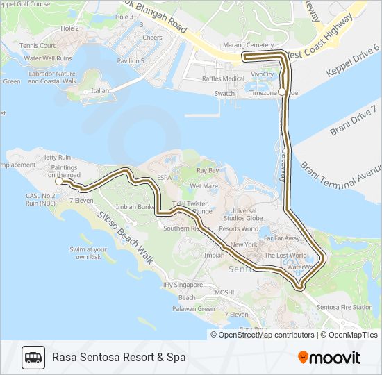 公交RASA SENTOSA SHUTTLE路的线路图