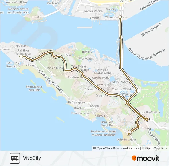 公交RASA SENTOSA SHUTTLE路的线路图
