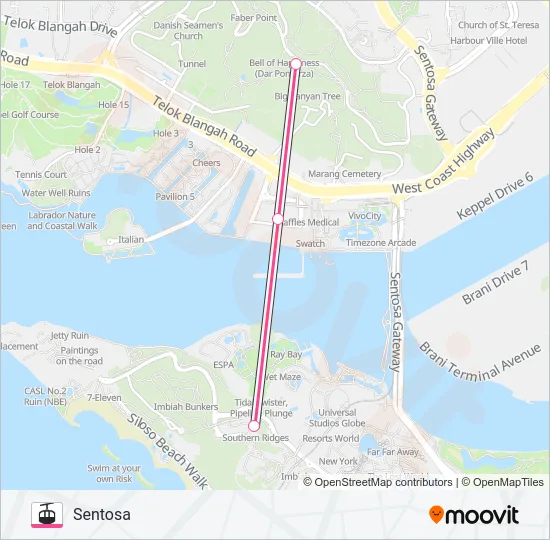 缆车MOUNT FABER LINE路的线路图