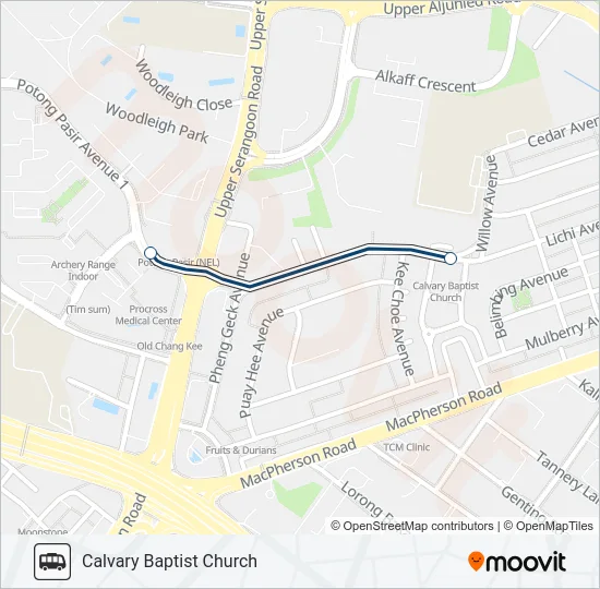 CALVARY BAPTIST CH SHUTTLE Bus Line Map