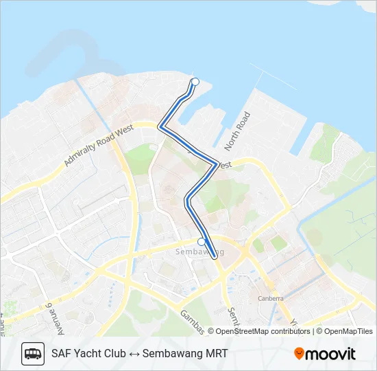 SAF YACHT CLUB SHUTTLE Bus Line Map