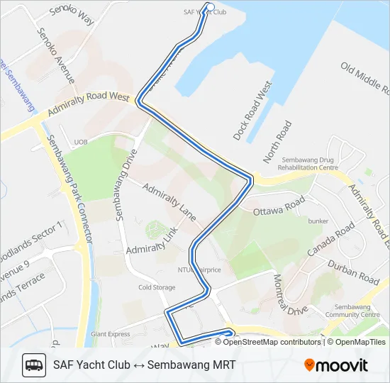 公交SAF YACHT CLUB SHUTTLE路的线路图