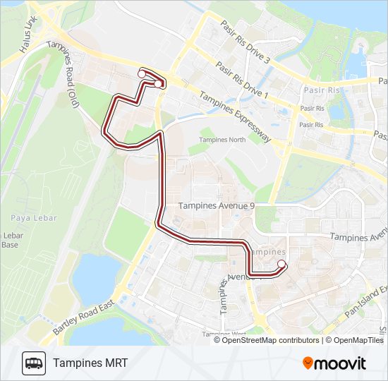 公交SPACE @ TAMPINES SHUTTLE路的线路图