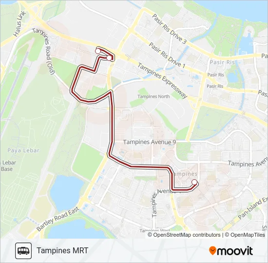 公交SPACE @ TAMPINES SHUTTLE路的线路图