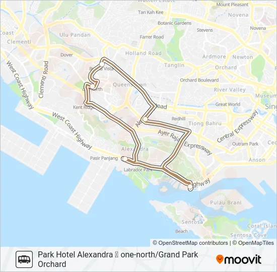 公交PARK HOTEL ALEXANDRA SHUTTLE路的线路图
