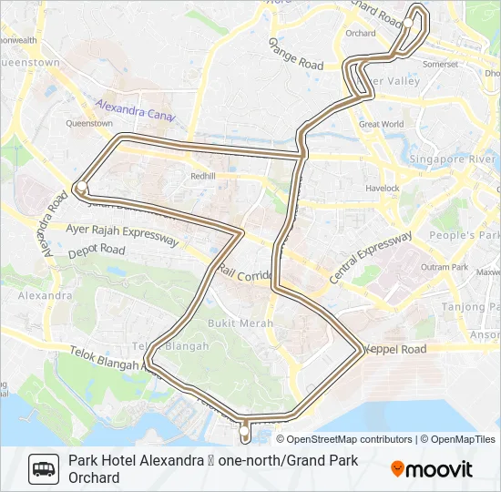 公交PARK HOTEL ALEXANDRA SHUTTLE路的线路图
