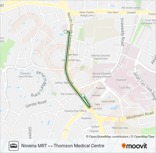 公交THOMSON MED CTR SHUTTLE路的线路图