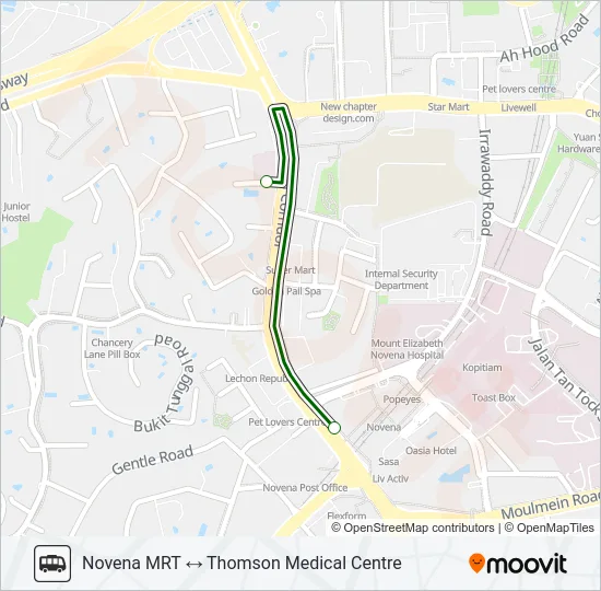 公交THOMSON MED CTR SHUTTLE路的线路图