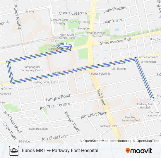 公交PARKWAY EAST HOSPITAL SHUTTLE路的线路图
