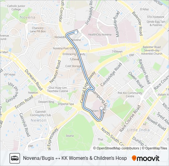KKH SHUTTLE BUS bus Line Map