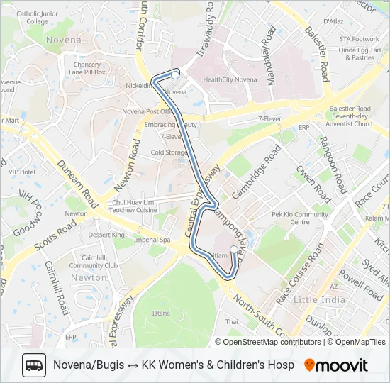 公交KKH SHUTTLE BUS路的线路图