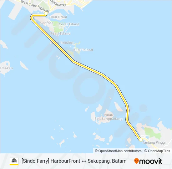 轮渡SF SEKUPANG路的线路图