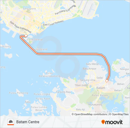 轮渡BF BATAM CENTRE路的线路图
