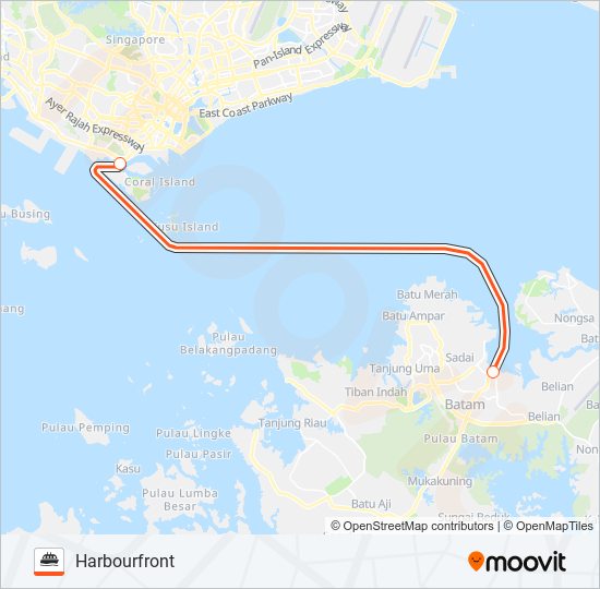 轮渡BF BATAM CENTRE路的线路图