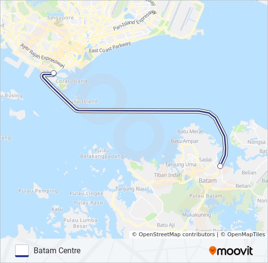 MFF HARBOURFRONT ↔ BATAM CENTRE ferry Line Map