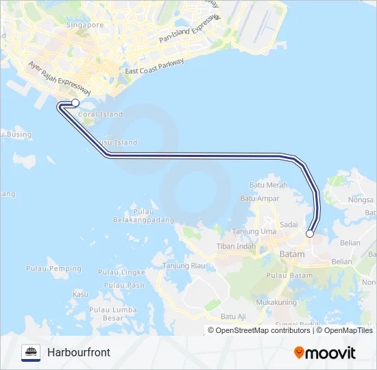 MFF HARBOURFRONT ↔ BATAM CENTRE Ferry Line Map