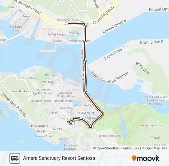 公交AMARA SANCTUARY SHUTTLE路的线路图